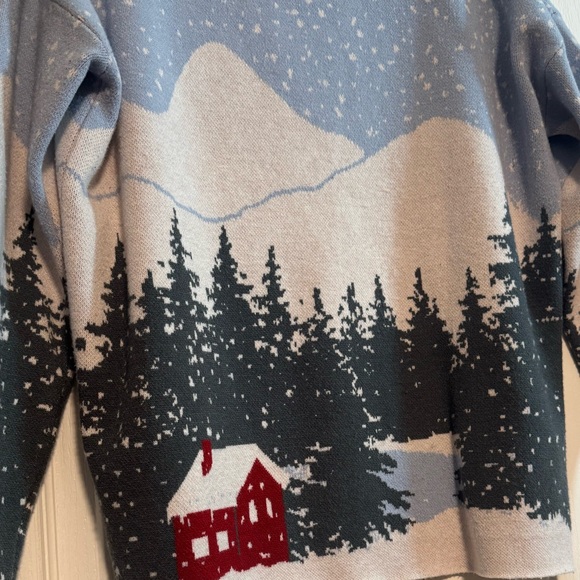 Tahari Christmas snow scene mockneck turtleneck sweater size large - Picture 3 of 5